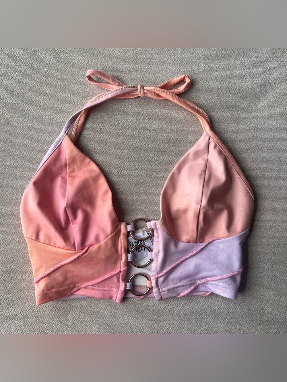 Princess Polly Pastel Cut Out Halter Crop Top With Gold Detail Fairy Core Size 2